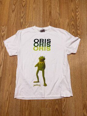 Oris T-Shirt Mens Large White Kermit The Frog Muppets Organic Cotton Graphic Tee